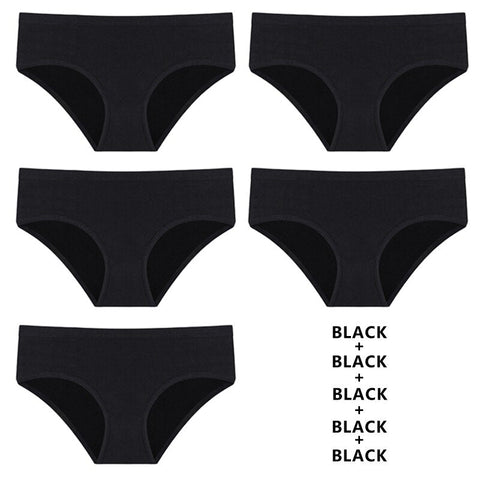 5-teiliges Set Höschen Baumwolle Unterwäsche Einfarbig Slips Mädchen Low-Rise Soft Panty Unterhose Weibliche Dessous