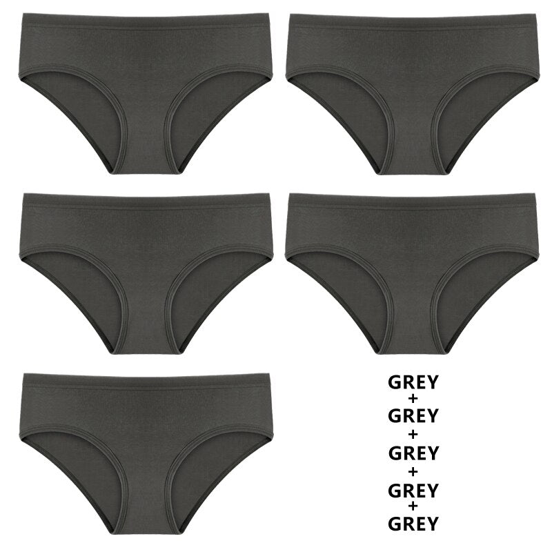 5-teiliges Set Höschen Baumwolle Unterwäsche Einfarbig Slips Mädchen Low-Rise Soft Panty Unterhose Weibliche Dessous