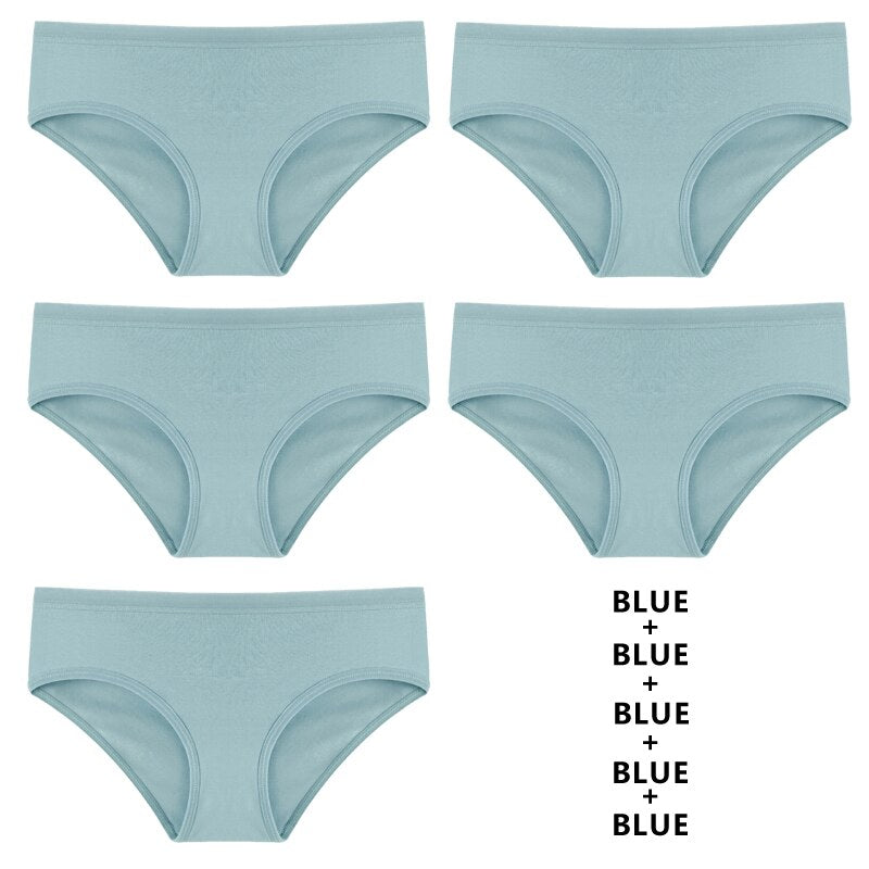 5-teiliges Set Höschen Baumwolle Unterwäsche Einfarbig Slips Mädchen Low-Rise Soft Panty Unterhose Weibliche Dessous