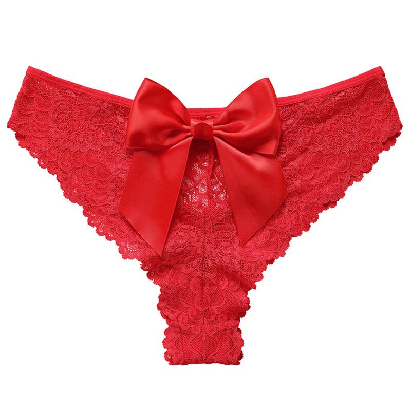 Amazing Lingerie G String Lace Underwear Femal Bow Thong Female Low-waist Transparent Lingerie