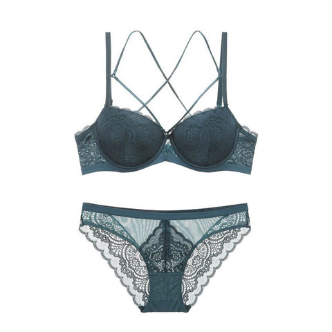 Klassisches Bandage-BH-Set, Übergröße, Dessous, Push-Up-BH, Spitzenstickerei, Dessous-Sets, 3-teilig