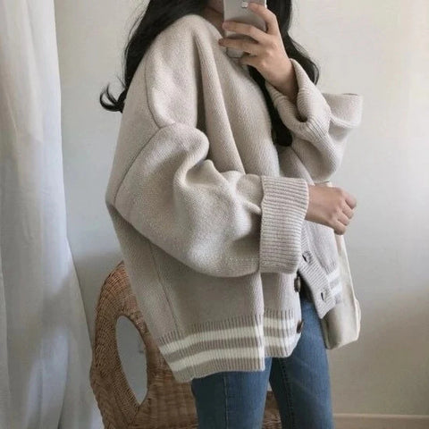 Korean Style V-Neck Loose Fit Cardigan Sweaters