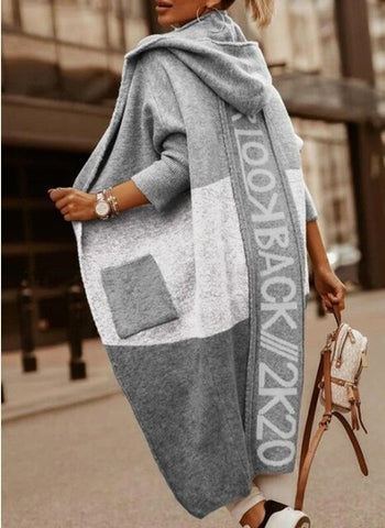 Full Length Fashionable Letter Print Back Winter Sweater