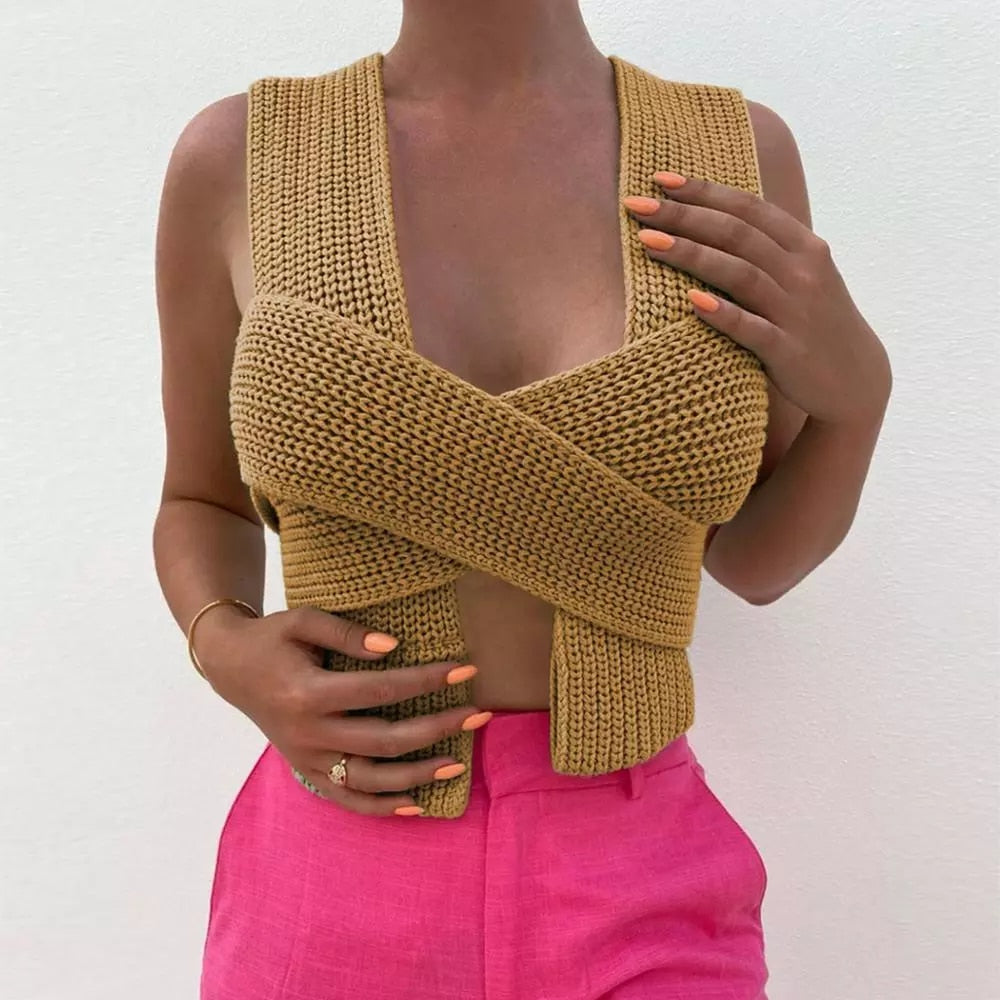 Fantastic Vest Sleeveless Knitted Crop Sweater