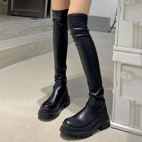 Knee Length Straight Strong Style Snow Boots