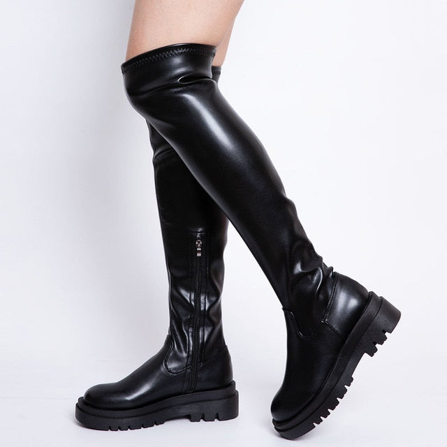 Knee Length Straight Strong Style Snow Boots