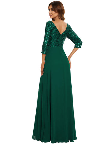 V Neck Long Formal Dress with Sequins