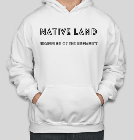 Coole Kapuzenpullover aus Baumwolle mit NATIVE LAND-Buchstabendruck