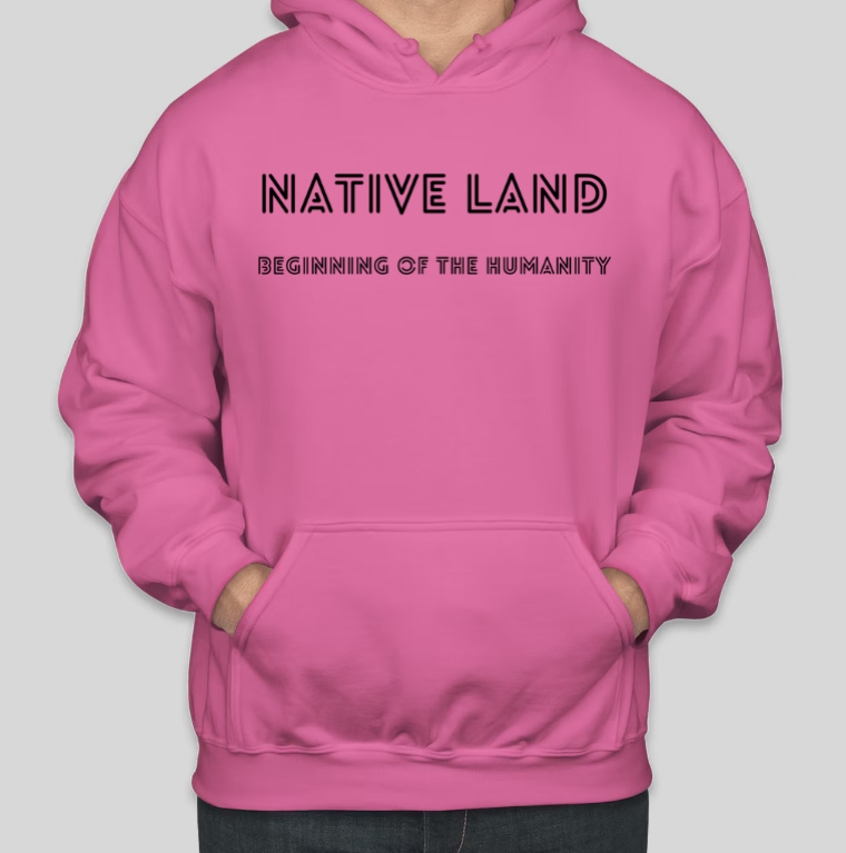 Coole Kapuzenpullover aus Baumwolle mit NATIVE LAND-Buchstabendruck