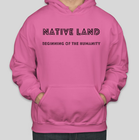 Coole Kapuzenpullover aus Baumwolle mit NATIVE LAND-Buchstabendruck