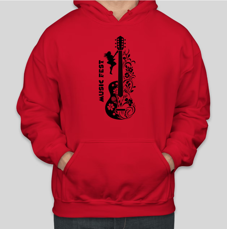 Coole, lässige Baumwoll-Hoodies mit Music FEST-Aufdruck