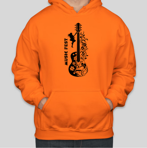 Coole, lässige Baumwoll-Hoodies mit Music FEST-Aufdruck