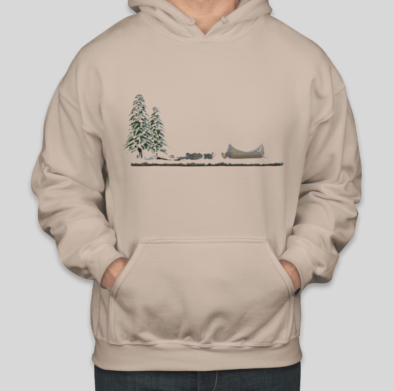 Lake Side in Winter North Shore Printed Cool Cotton Hoodies