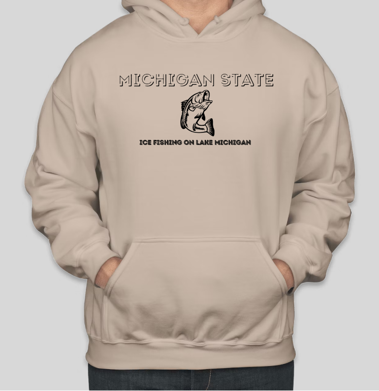 Ice Fishing on Lake MICHIGAN Printed COTTON Casual Hoodies