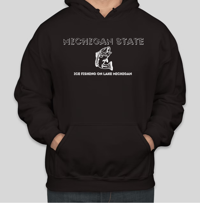 Ice Fishing on Lake MICHIGAN Printed COTTON Casual Hoodies