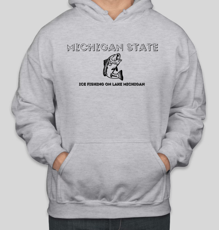 Ice Fishing on Lake MICHIGAN Printed COTTON Casual Hoodies