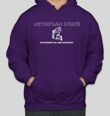 Ice Fishing on Lake MICHIGAN Printed COTTON Casual Hoodies