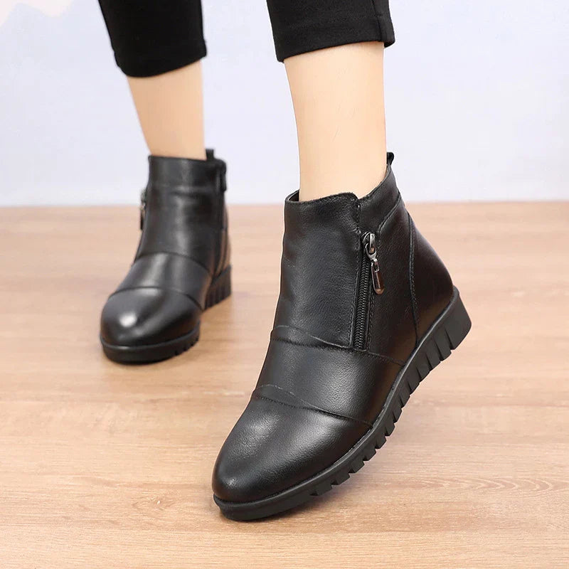 Ankle Zipper Genuine Leather Non-Slip Winter Shoes