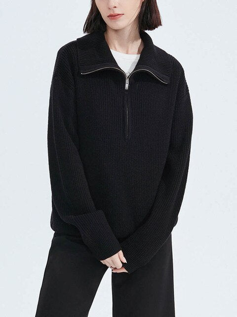 Half Zipper Loose Fit Warm Sweater