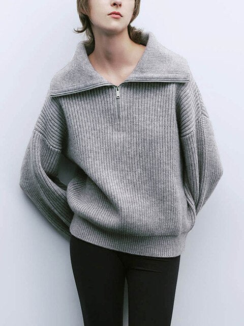 Half Zipper Loose Fit Warm Sweater