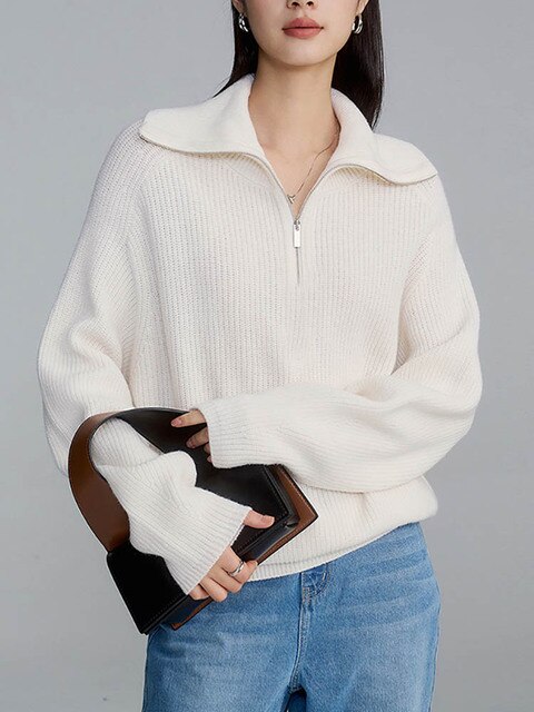 Half Zipper Loose Fit Warm Sweater