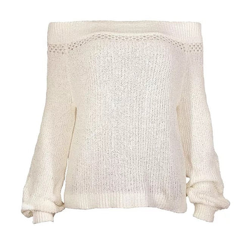 Lantern Sleeve Open Shoulder Sweaters