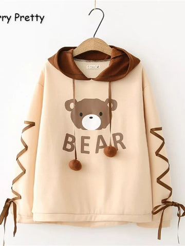 Cartoon Kitty Ear Hooded Winter Warm Hoodies