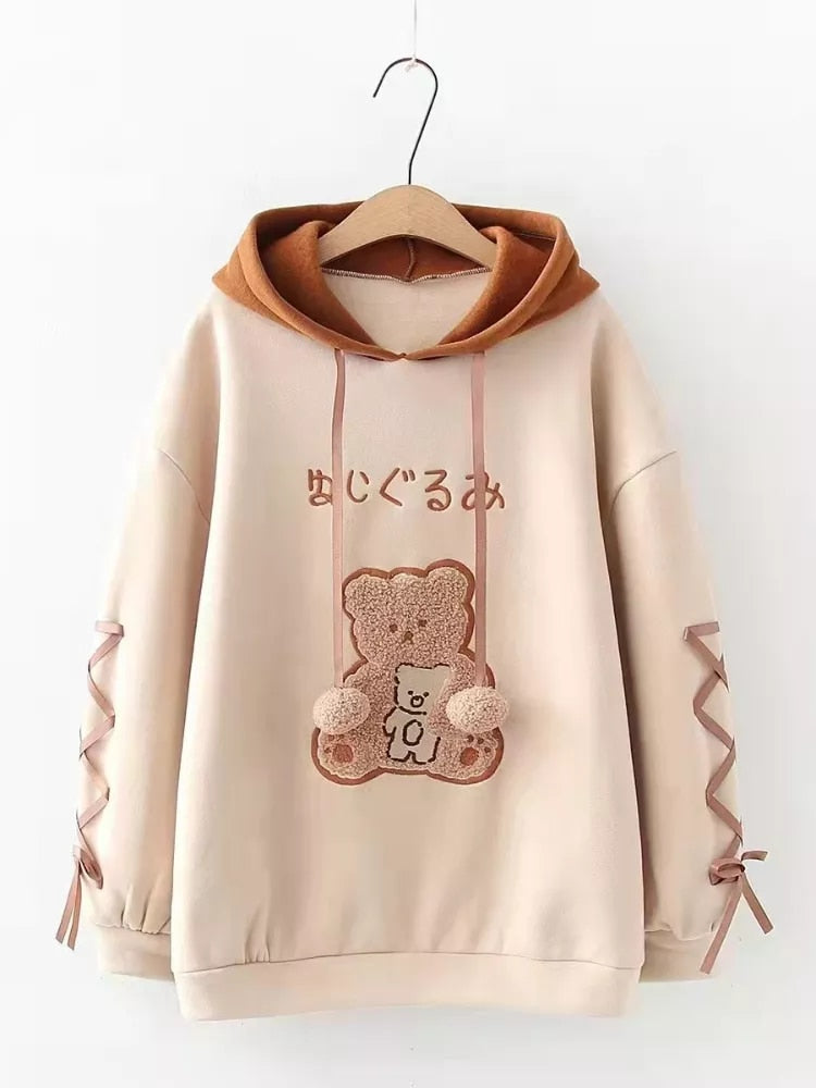 Cartoon Kitty Ear Hooded Winter Warm Hoodies