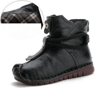 Flat Sole Genuine Leather Winter Ankle Boots