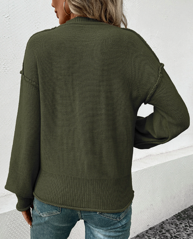 Solide Oberteile mit geteilter Naht und Tasche und Rundhalsausschnitt