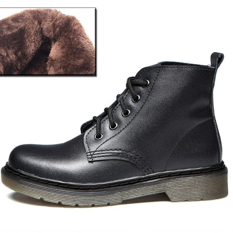 Genuine Leather Lace Up Cool Winter Boots