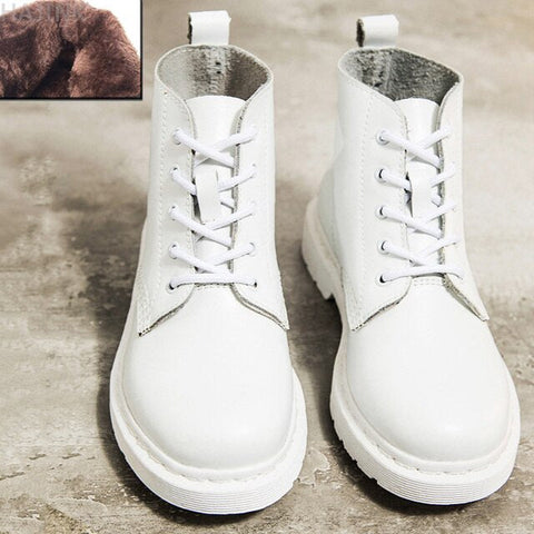 Genuine Leather Lace Up Cool Winter Boots