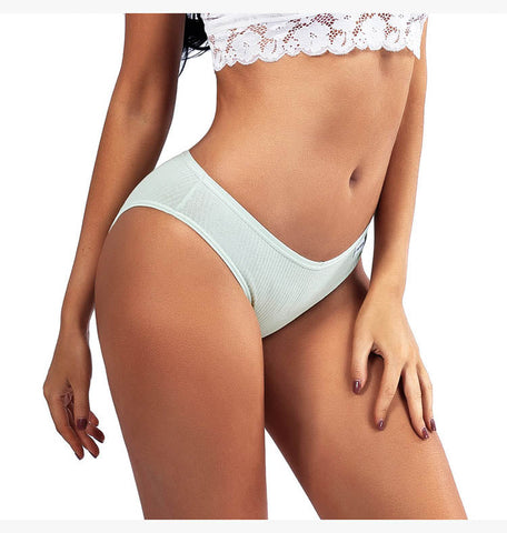 3PCS/Set Panties Striped Underwear Solid Color Briefs Low-Rise Soft Panty Underpants Female Lingerie