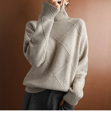 Pure Wool Turtleneck Plus Size Knitted Sweaters