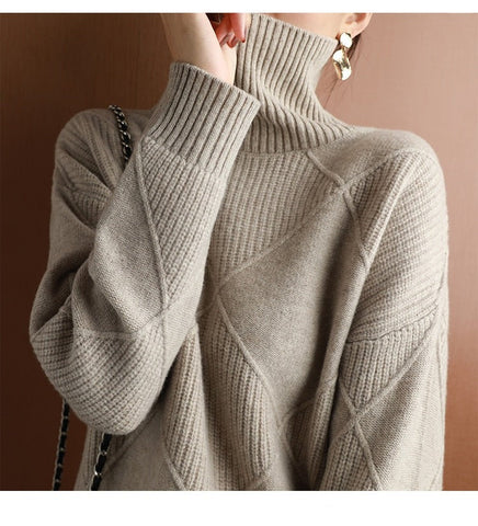 Pure Wool Turtleneck Plus Size Knitted Sweaters