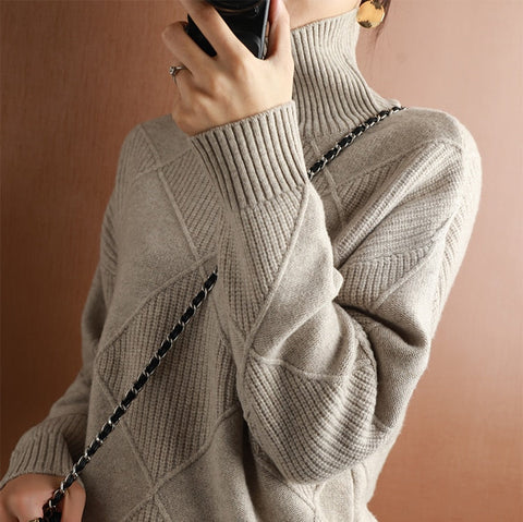 Pure Wool Turtleneck Plus Size Knitted Sweaters