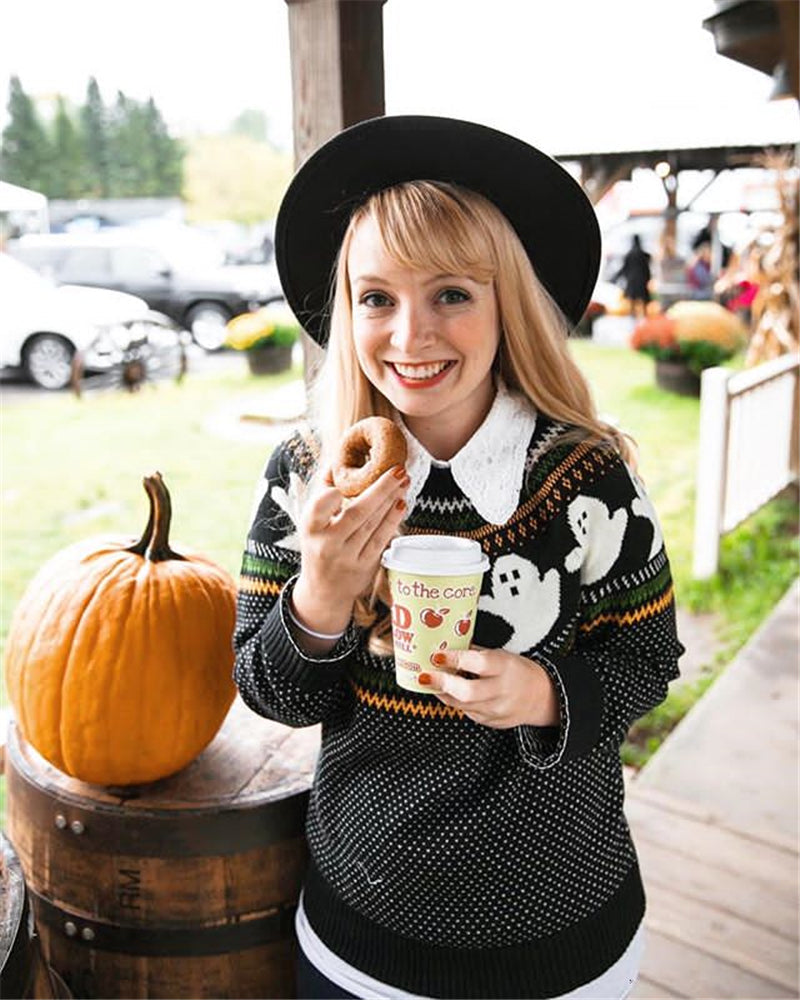 Funny Ghost Pattern GOTHIC Warm Winter Sweater