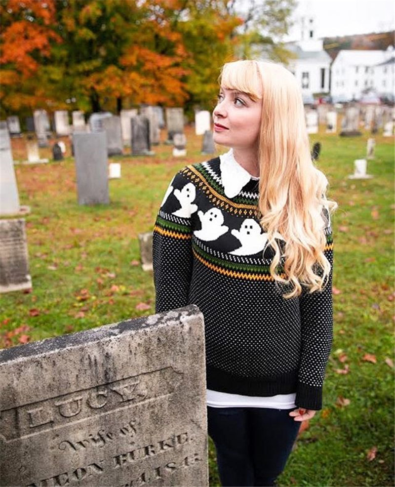 Funny Ghost Pattern GOTHIC Warm Winter Sweater