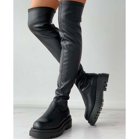 Knee Length Straight Strong Style Snow Boots