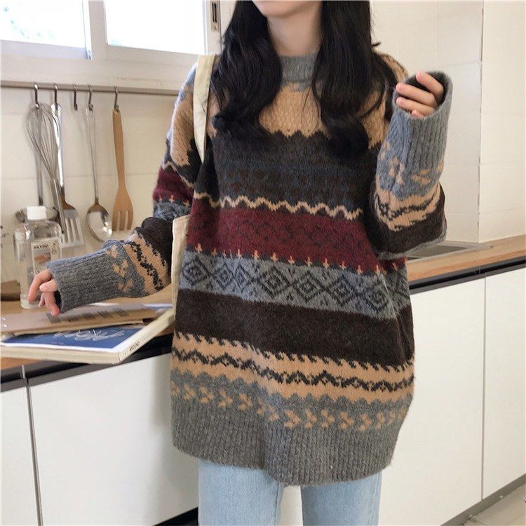 Femme Korean Style Rustic Vintage Style Winter Sweaters