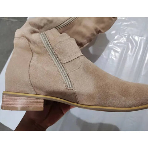 Elegant Faux Suede Low Heel Winter Ankle Boots