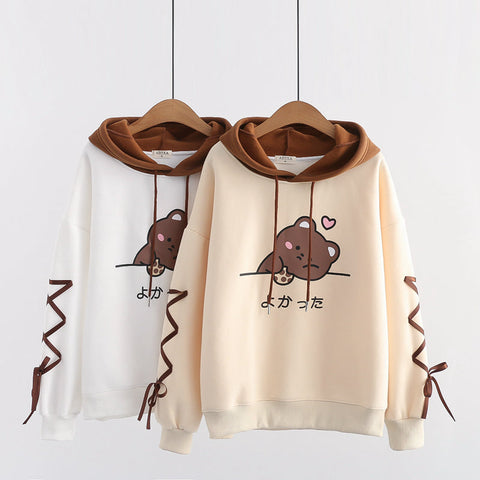 Cartoon Kitty Ear Hooded Winter Warm Hoodies