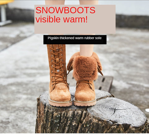 Genuine Leather Plush Warm Inside Winter Snow Boots