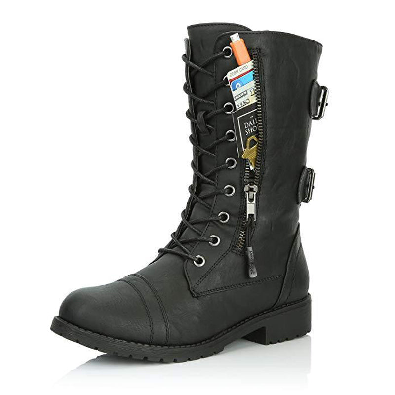 Creative Winter Zip Buckle Military Combat Boots