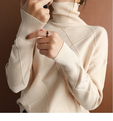 Pure Wool Turtleneck Plus Size Knitted Sweaters