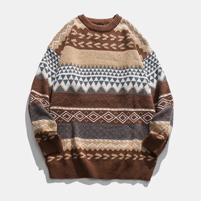 Elegant Vintage Style Knitted Striped Men Sweaters