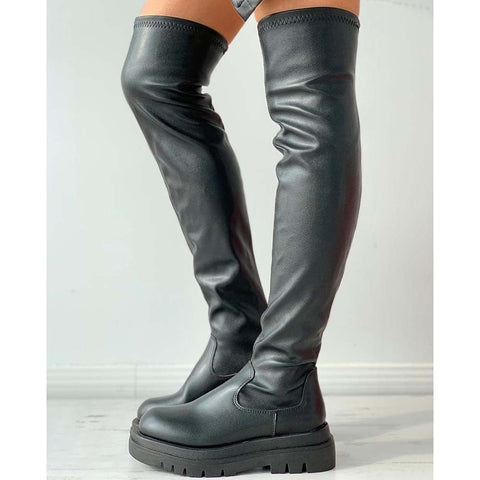 Knee Length Straight Strong Style Snow Boots