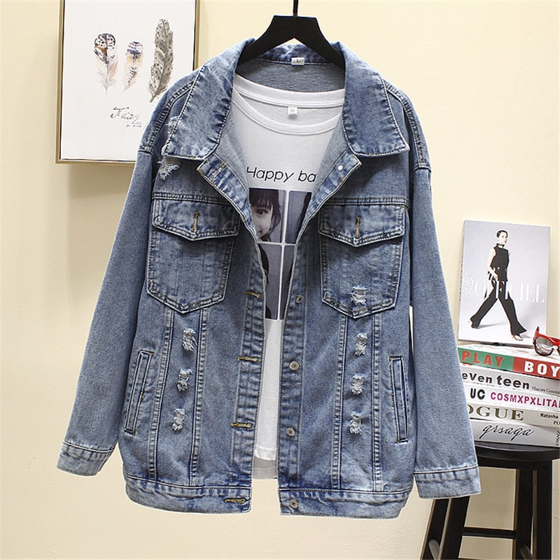 Chic Stylish Printed Jean Coat Jacket