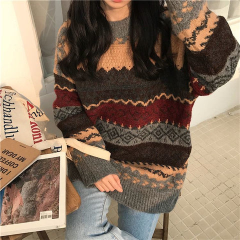 Femme Korean Style Rustic Vintage Style Winter Sweaters