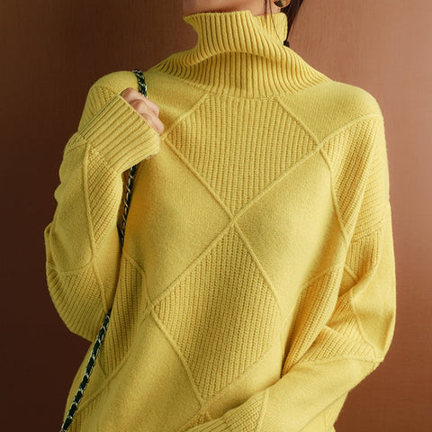 Pure Wool Turtleneck Plus Size Knitted Sweaters